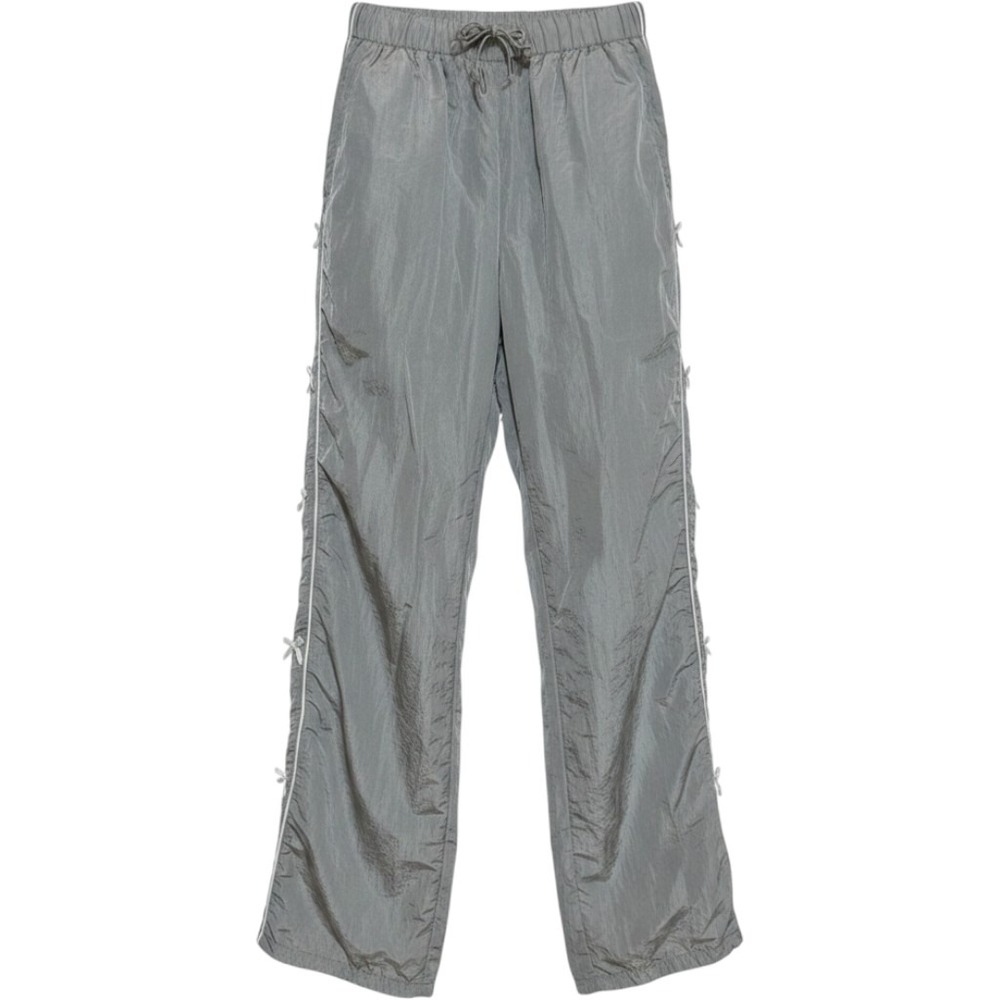 Coco & Shay Parachute Pants Women XS Grey Nylon Bow Detail Track Pants Y2K Boho